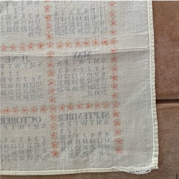 VINTAGE 1983 Birth Year Monthly Calendar Linen Tea Towel Natural White - Picture 11 of 12